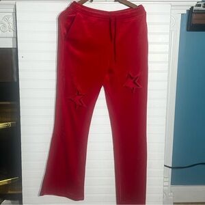 Paris Hilton The Star Vibrant Red The Star Velour Track Pants Size Large